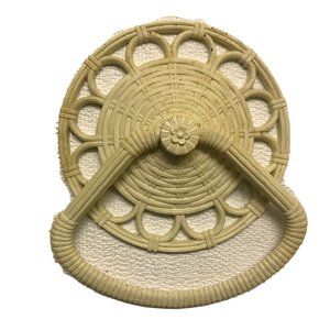 Vtg 1978 Homco 3314 B Ivory Hard Plastic Woven Design Towel Holder Shabby Chic